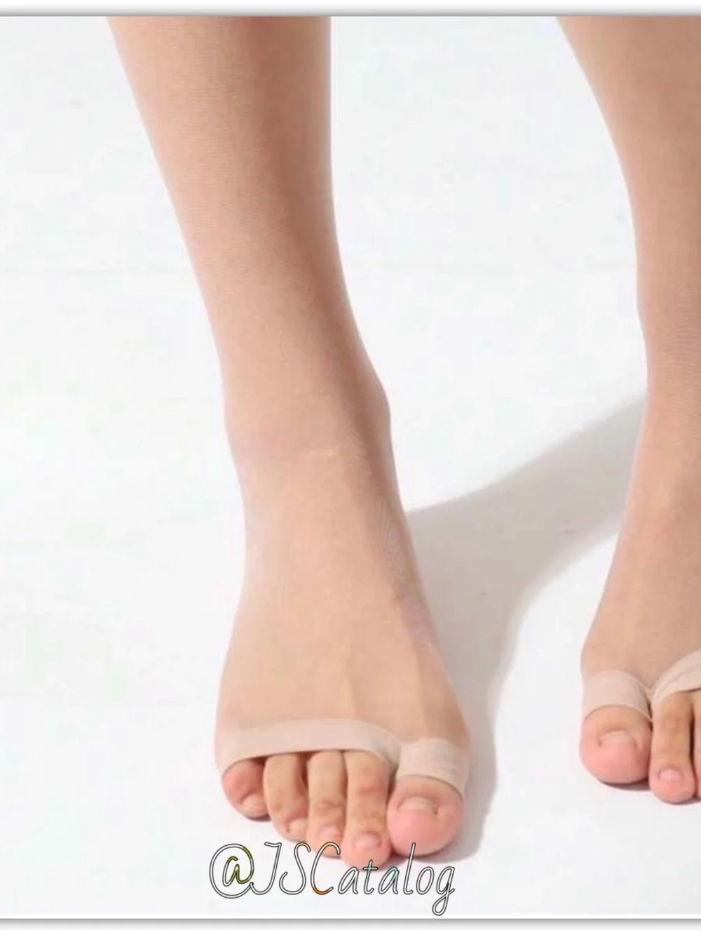 Sheer nude open toes pantyhose Lycra tights - Size S